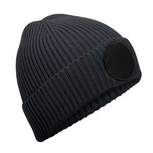 Beechfield Unisex Adult Fashion Circular Patch Beanie / Graphite Grey/Black
